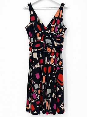 Karin Stevens Geometric Midi Dress Abstract Size 14 Party Y2k Style